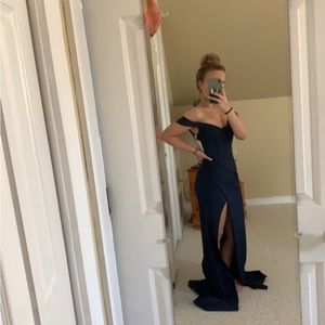 David’s Bridal Navy Blue Prom Dress